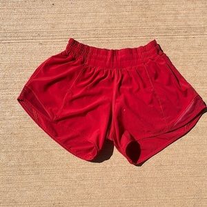Red Lululemon shorts